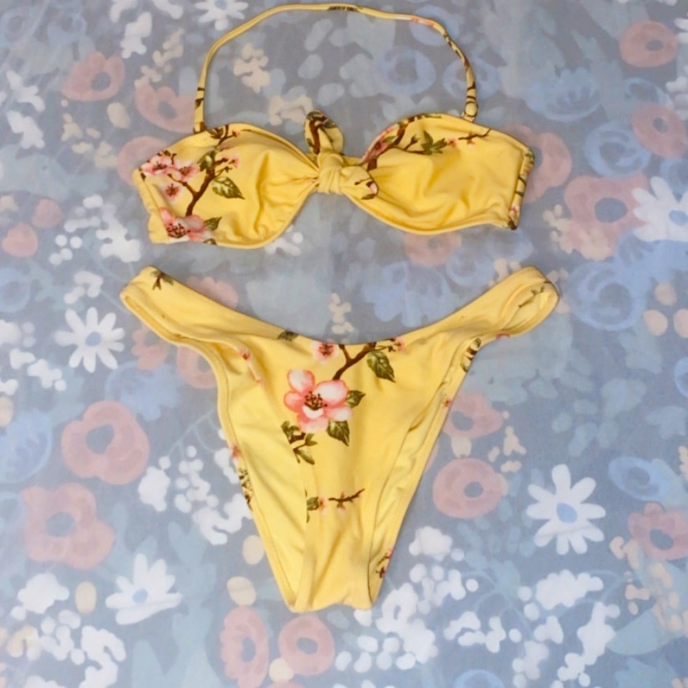 Size small yellow bikini top and underwear